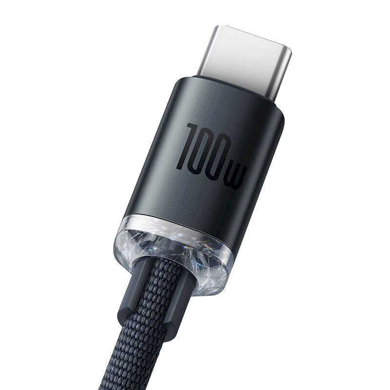 Kaabel Baseus Crystal USB to USB-C, 100W, 2m (must) hind ja info | Mobiiltelefonide kaablid | hansapost.ee
