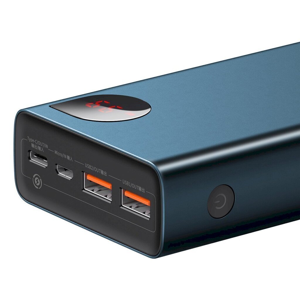 Akupank Baseus Adaman Metal 20000mAh PD QC 3.0 65W 2xUSB + USB-C + micro USB (sinine) цена и информация | Akupangad | hansapost.ee