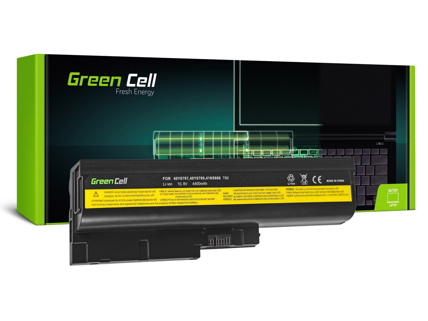 Sülearvuti aku Green Cell Laptop Battery for IBM Lenovo ThinkPad T60 T61 R60 R61 hind ja info | Sülearvuti akud | hansapost.ee