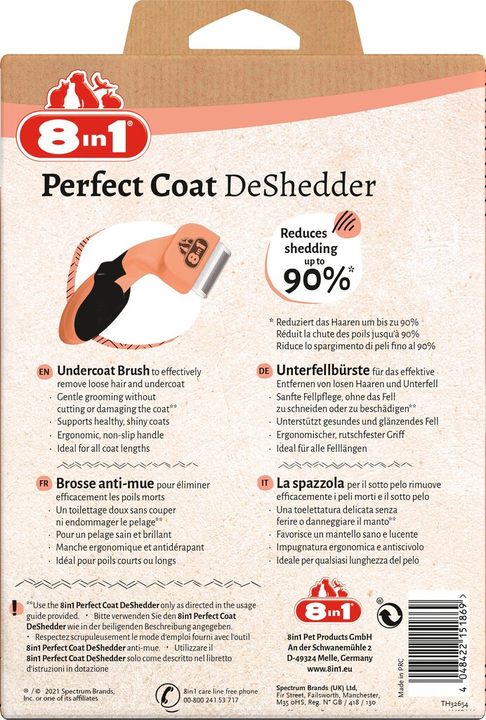 8in1 Perfect Coat Deshedder furminator kassidele hind ja info | Hooldus/grooming | hansapost.ee