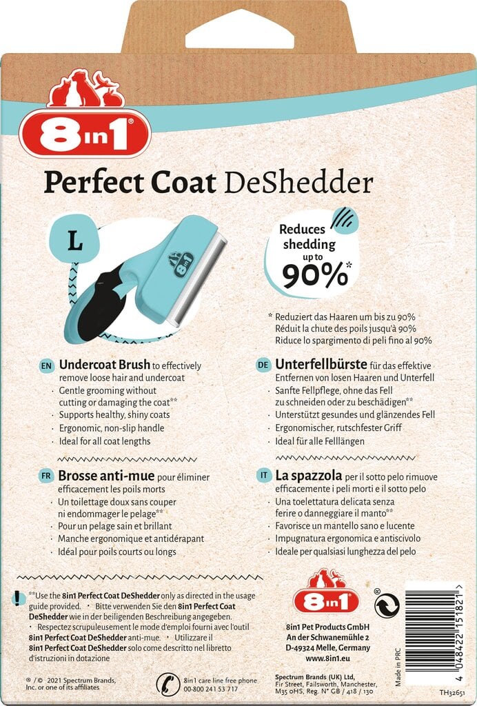 8in1 Perfect Coat Deshedder furminator suurtele koertele цена и информация | Hooldus/grooming | hansapost.ee