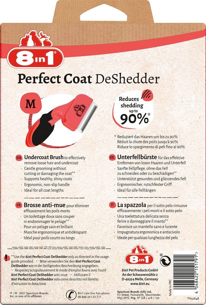 8in1 Perfect Coat Deshedder M furminator keskmist tõugu koertele hind ja info | Hooldus/grooming | hansapost.ee