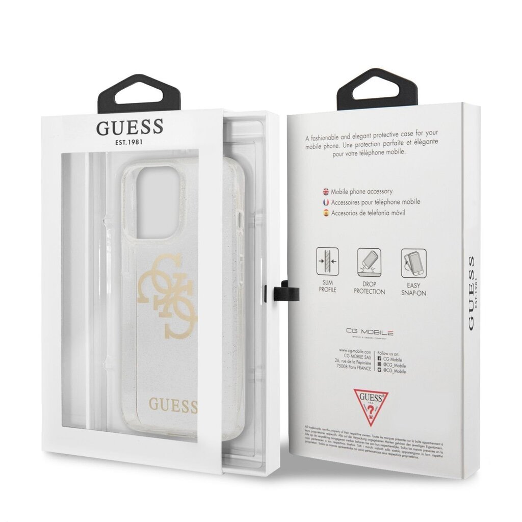 GUHCP13XPCUGL4GTR Guess TPU Big 4G Full Glitter Case for iPhone 13 Pro Max Transparent цена и информация | Telefonide kaitsekaaned ja -ümbrised | hansapost.ee