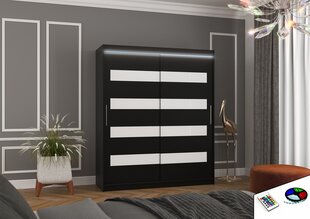 LED valgustusega kapp ADRK Furniture Nelson, must цена и информация | Шкафы | hansapost.ee