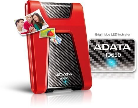 Adata HD650 2.5'' 1TB, USB 3.0, Punane цена и информация | Välised kõvakettad | hansapost.ee