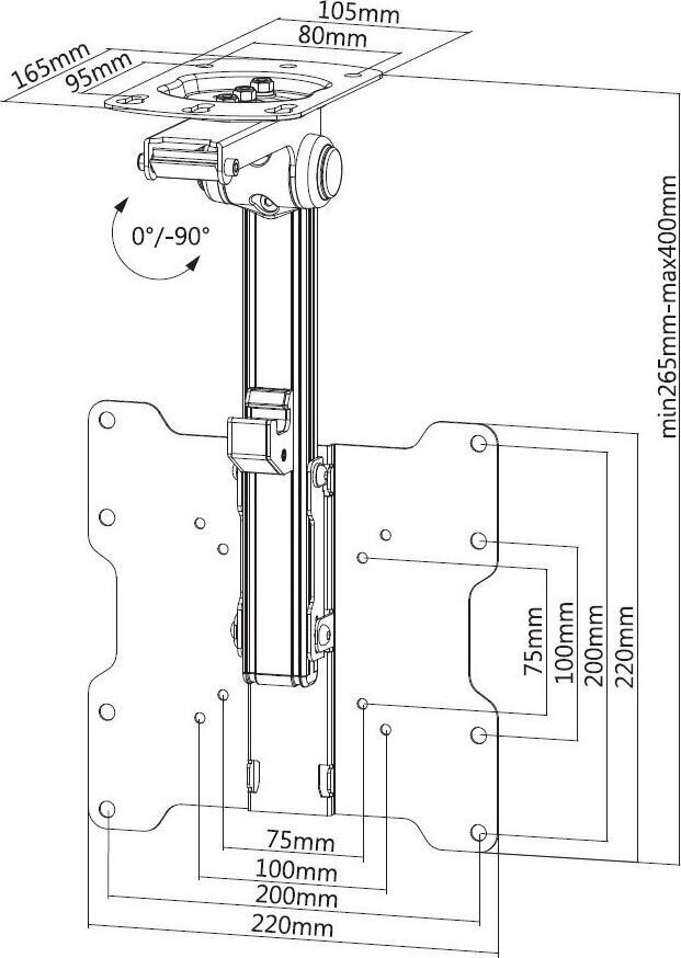 Teleri laekinnitus Techly LCD/LED 17-37", 20kg, kokkupandav цена и информация | Teleri seinakinnitused ja hoidjad | hansapost.ee