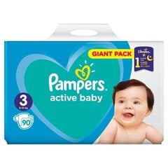 Mähkmed Pampers Active Baby, Giant Pack, suurus 3, 6-10 kg, 90 tk hind ja info | Mähkmed, riidest mähkmed | hansapost.ee