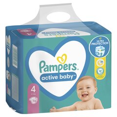 Подгузники PAMPERS Active Baby, Giant Pack, 4 размер, 9-14 кг, 76 шт. цена и информация | Пеленки | hansapost.ee