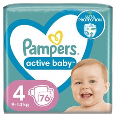 Подгузники PAMPERS Active Baby, Giant Pack, 4 размер, 9-14 кг, 76 шт. цена и информация | Пеленки | hansapost.ee