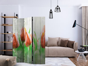 Ширма Red tulips on wood цена и информация | Мобильные стенки | hansapost.ee