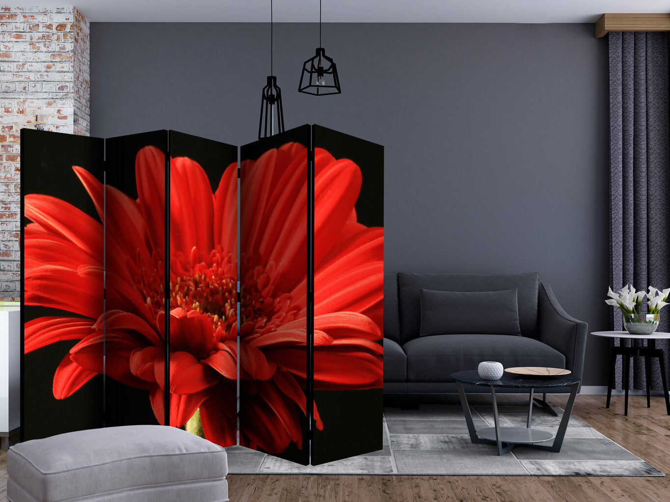 Ruumijaotur - Red gerbera flower II [Room Dividers] цена и информация | Sirmid ja vaheseinad | hansapost.ee