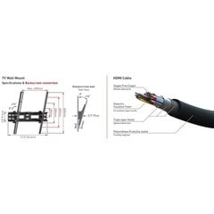 Barkan 3 in 1 Combo: lame / kumer televiisori seinakinnitus + ekraanipuhastusvahend + HDMI-kaabel CM310+ seinakinnitus цена и информация | Кронштейны и крепления для телевизоров | hansapost.ee
