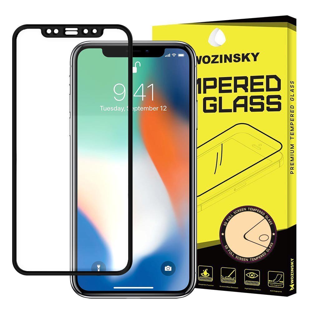 Kaitseklaas Wozinsky Full Coverage telefoniile Apple iPhone 11 Pro / X / Xs, must hind ja info | Ekraani kaitseklaasid ja kaitsekiled | hansapost.ee