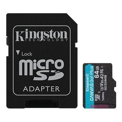 MEMORY MICRO SDXC 64GB UHS-I/W/ADAPTER SDCG3/64GB KINGSTON hind ja info | Mälukaardid mobiiltelefonidele | hansapost.ee