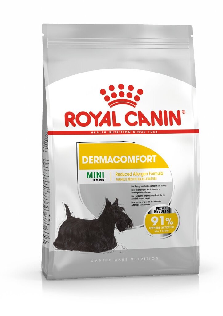 Royal Canin tundliku nahaga täiskasvanud väikest tõugu koertele Mini Dermacomfort, 1 kg hind ja info | Koerte kuivtoit ja krõbinad | hansapost.ee