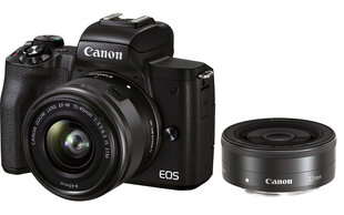 Canon EOS M50 Mark II EF-M 15-45mm IS STM + EF-M 22mm STM цена и информация | Цифровые фотоаппараты | hansapost.ee