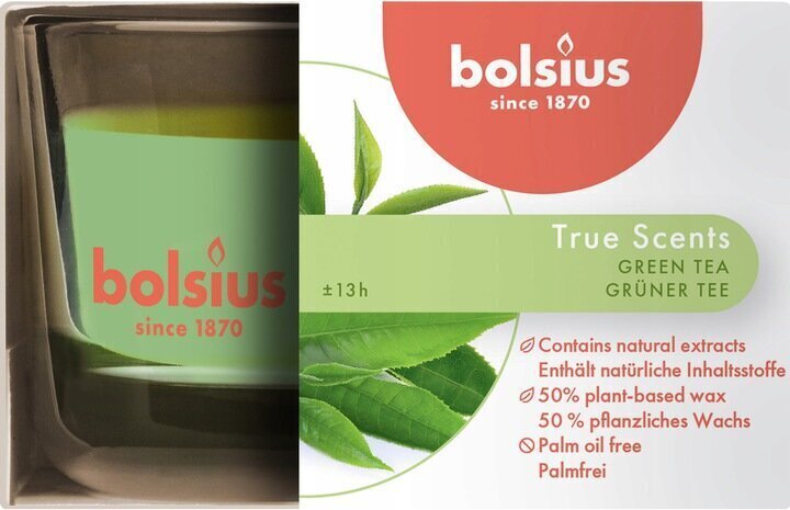 Bolsius lõhnaküünal True Scents, 5x8 cm, roheline tee hind ja info | Küünlad, küünlajalad | hansapost.ee