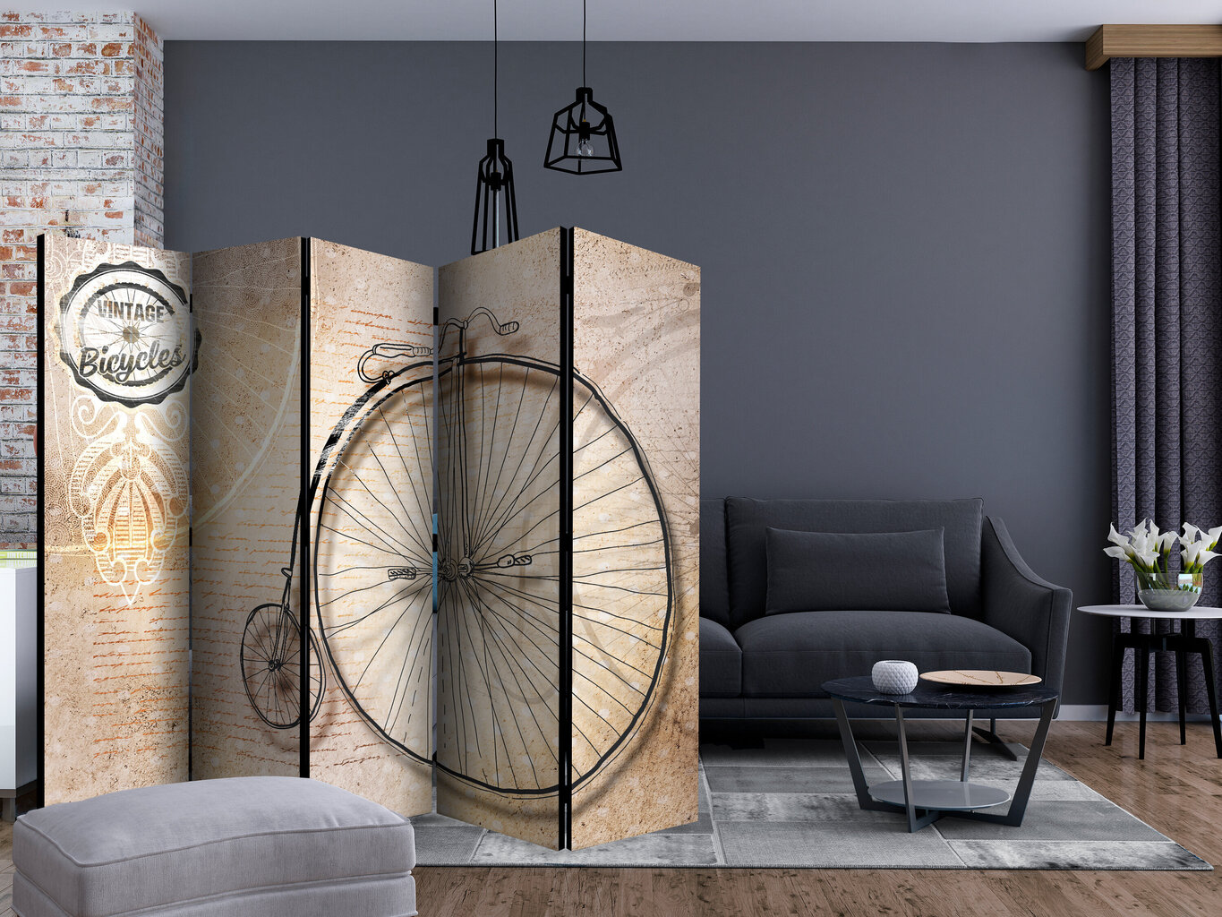 Ruumijaotur - Vintage bicycles - sepia II [Room Dividers] hind ja info | Sirmid ja vaheseinad | hansapost.ee