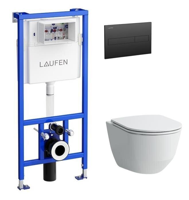 WC komplekt Laufen Pro New + LIS CW1 + Slim aeglaselt sulguv kaas + musta matti värvi loputuskasti nupp цена и информация | WС-potid | hansapost.ee