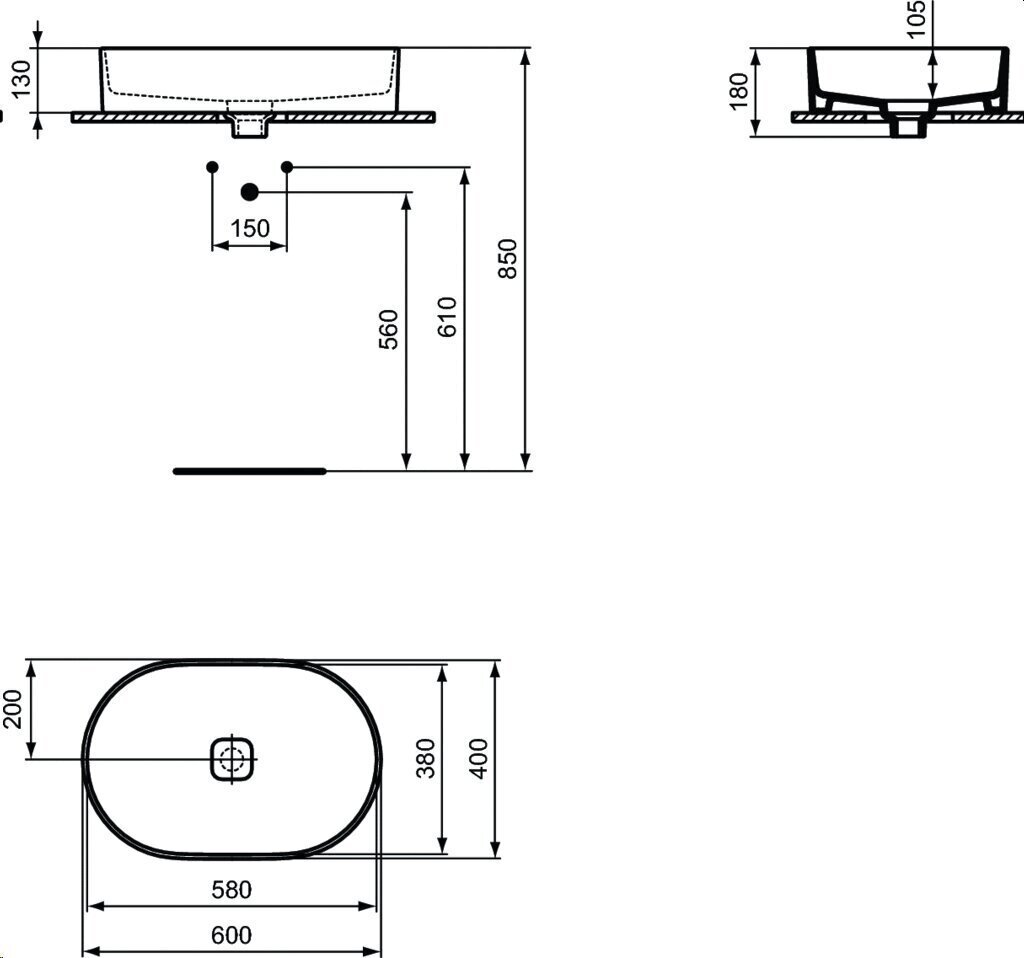 Ovaalne valamu töötasapinnale Ideal Standard Strada II T298101, valge hind ja info | Vannitoa valamud, kraanikausid | hansapost.ee