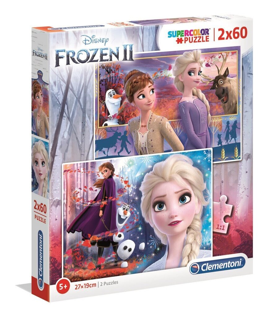 Pusle Frozen II, Clementoni, 2 x 60 tk цена и информация | Pusled lastele ja täiskasvanutele | hansapost.ee