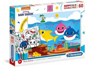 Kahepoolne pusle Clementoni Baby Shark, 60 o. hind ja info | Pusled lastele ja täiskasvanutele | hansapost.ee