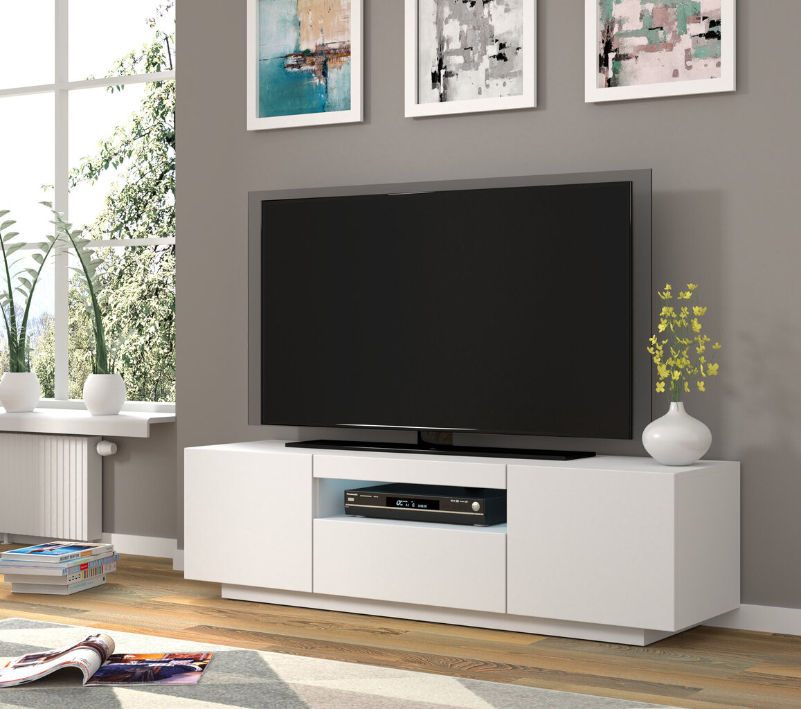 TV-laud RTV Aura 150 koos LED-valgustusega, valge hind ja info | Televiisori alused | hansapost.ee