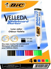 Фломастер для белой доски BIC VELL 1751 4-6 мм, 4 цветов. 4 фломастера 017545  цена и информация | Канцелярские товары | hansapost.ee