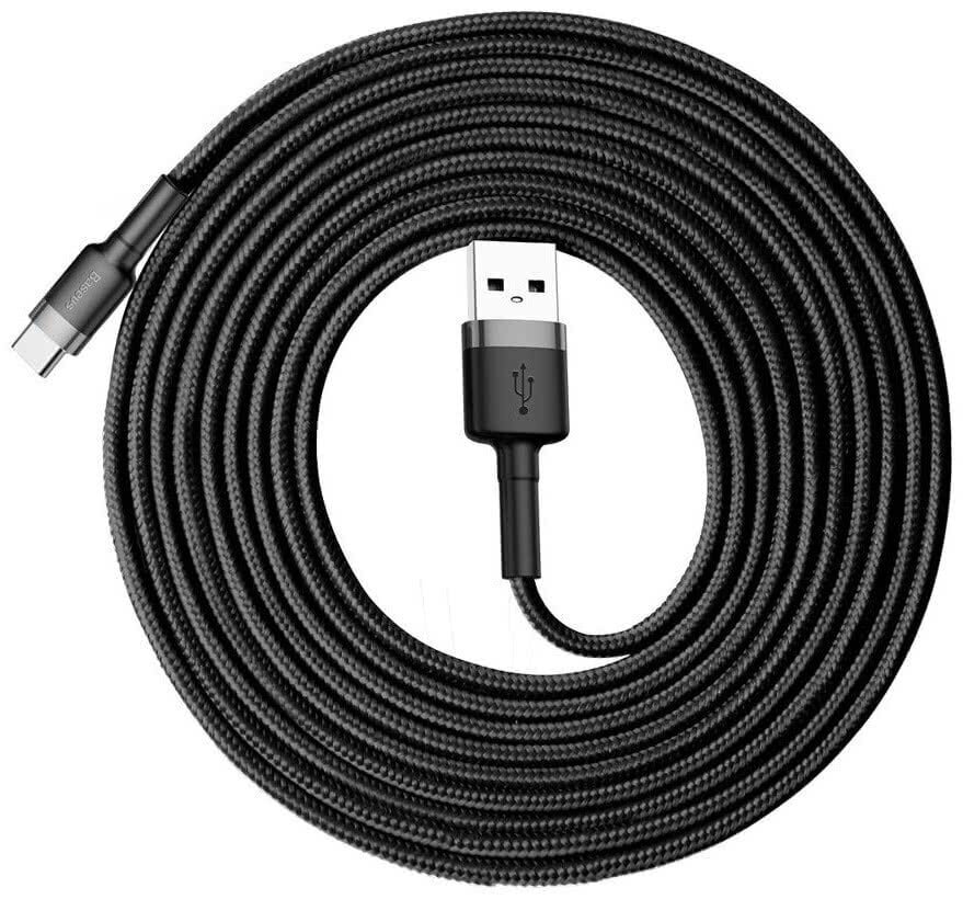 Kaabel Baseus USB Durable Nylon Braided Wire Usb / Usb-C Qc3.0 2A 3m, must/hall цена и информация | Mobiiltelefonide kaablid | hansapost.ee