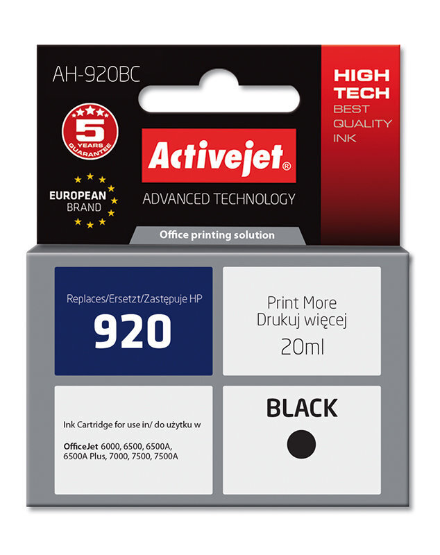 Tindikassett Activejet AH-920BC, must, 20ml цена и информация | Tindiprinteri kassetid | hansapost.ee