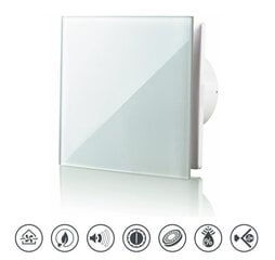 Вытяжной вентилятор Vlano A-GLAS WH с белой стеклянной панелью цена и информация | Вентиляторы для ванной | hansapost.ee