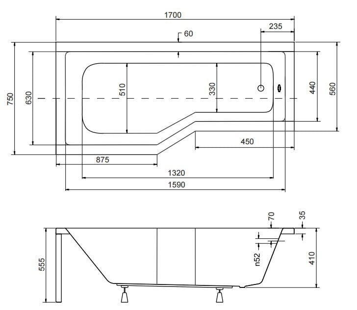 Vann Besco Integra + klaassein 3 osast hind ja info | Vannid | hansapost.ee