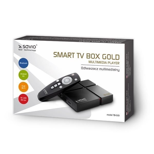 Lisa SAVIO Smart TV Box Gold TB-G01, 2/16 GB Android 9.0 Pie, HDMI v 2.1, 4K, Dual WiFi, USB 3.0 цена и информация | Multimeediakeskused | hansapost.ee