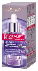 Taastav näoseerum L'Oreal Revitalift Filler 1,5% Hyaluron 30 ml hind ja info | Näoõlid, ampullid ja seerumid | hansapost.ee