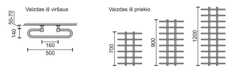 Käterätikuivati Rosela Gama, Matt teras, 500x1200 mm, 480W цена и информация | Käterätikuivatid ja vannitoa radiaaotrid | hansapost.ee