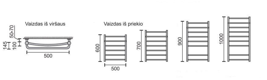 Käterätikuivati riiuliga Rosela Sonata Plus, 500x900 mm hind ja info | Käterätikuivatid ja vannitoa radiaaotrid | hansapost.ee
