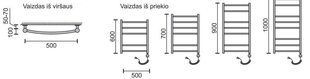 Elektriline käterätikuivati Rosela Sonata küttekehaga, 500x1000 mm, 300W цена и информация | Полотенцесушители | hansapost.ee