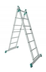 Алюминиевая рабочая лестница, 2x7 ступеней цена и информация | Лестницы для батутов | hansapost.ee