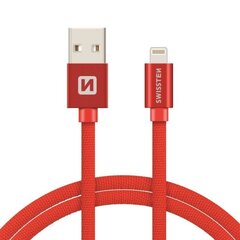 Swissten Textile Fast Charge 3A Lightning (MD818ZM/A) Data and Charging Cable 3m Red цена и информация | Кабели для телефонов | hansapost.ee