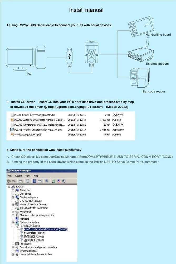 Kaabel/adapter Ugreen USB - RS-232 (male) 1 m, must (CR104 20210) hind ja info | Juhtmed ja kaablid | hansapost.ee