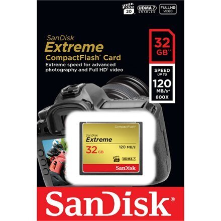 Mälupulk SANDISK Extreme CF 120MB/s 32 GB цена и информация | Fotoaparaatide mälukaardid | hansapost.ee