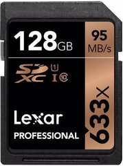 Lexar карта памяти SDXC 128ГБ Pro 633x U3 V30 95МБ/с цена и информация | Карты памяти | hansapost.ee