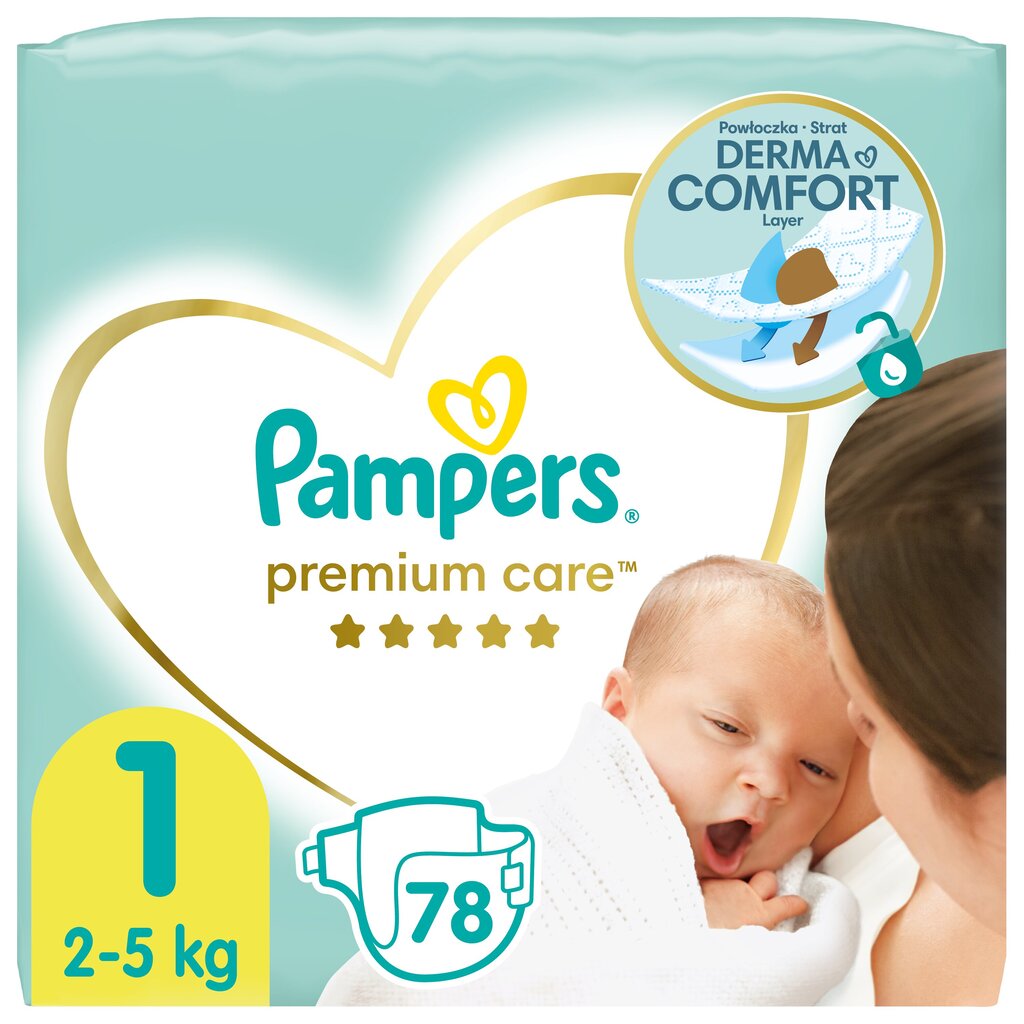 Mähkmed Pampers Premium Care, Value Pack 1 suurus, 78 tk цена и информация | Mähkmed, riidest mähkmed | hansapost.ee