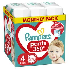 Püksmähkmed Pampers Pants Monthly Pack 4 suurus 9-15kg, 176 tk price and information | Mähkmed, riidest mähkmed | hansapost.ee