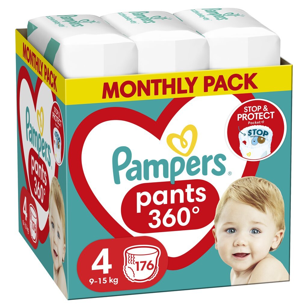 Mähkmed-püksid Pampers Pants Monthly Pack 4 suurus 9-15kg, 176 tk. цена и информация | Mähkmed, riidest mähkmed | hansapost.ee