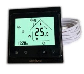 Põrandaküttevõrk Wellmo MAT (suurus 2,5 m2) + programmeeritav termostaat Wellmo WTH-51.36 NEW BLACK, must hind ja info | Põrandaküte | hansapost.ee