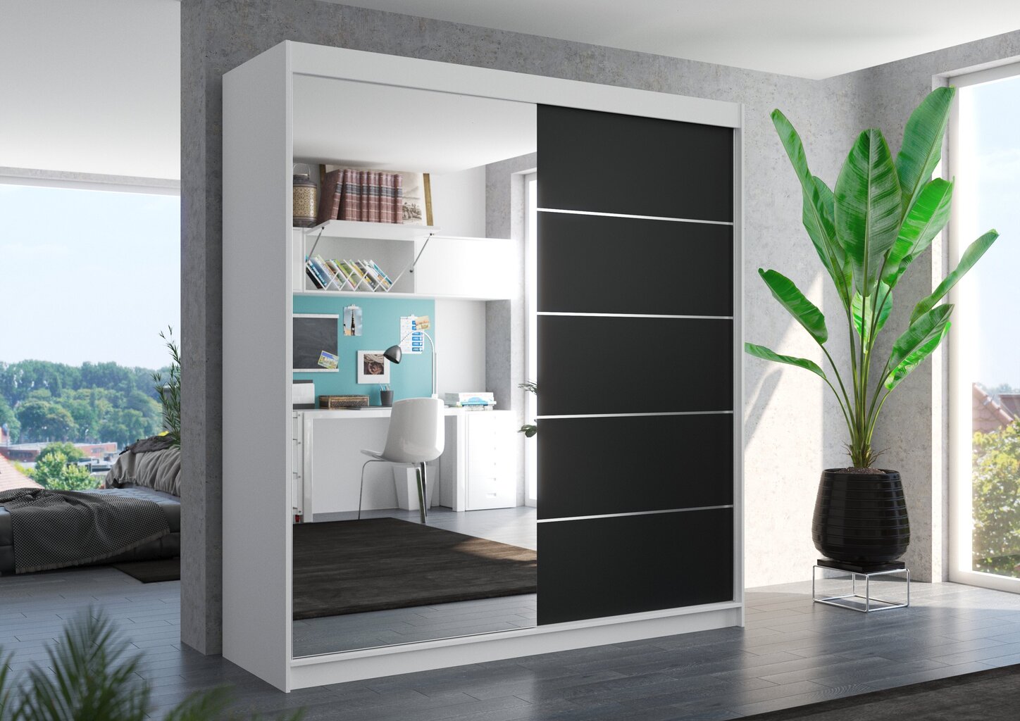 Riidekapp ADRK Furniture Olivier, valge/must hind ja info | Kapid | hansapost.ee