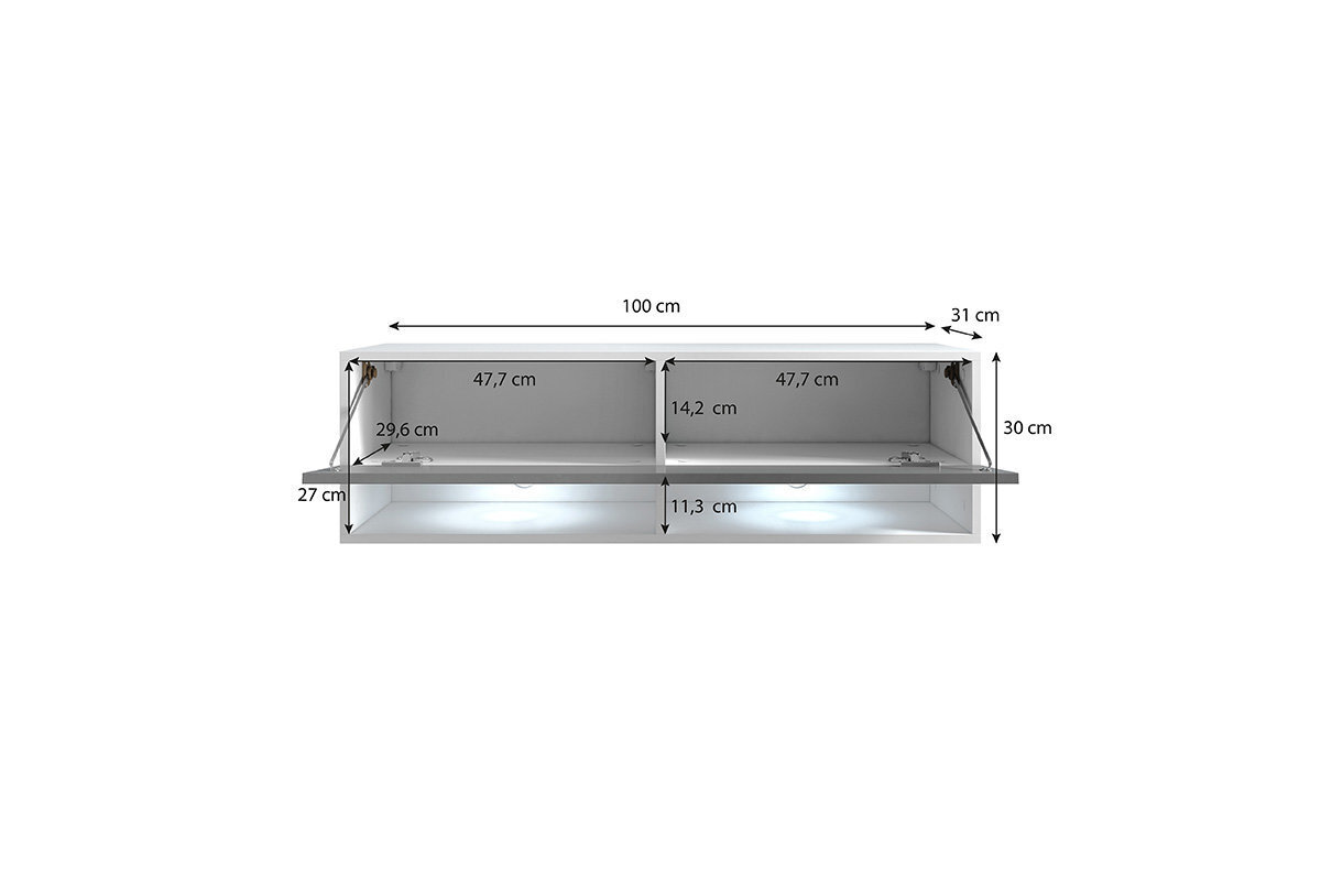 TV laud Wander LED 100 cm, valge/hall hind ja info | Televiisori alused | hansapost.ee