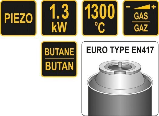 Gaasipõleti koos Piezo 1300 °C Voreliga (73413) hind ja info | Käsitööriistad | hansapost.ee