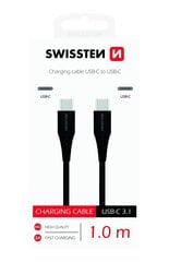 Универсальный кабель Swissten Basic Quick Charge 3.1 USB-C на USB-C, 1 м, черный цена и информация | Кабели для телефонов | hansapost.ee